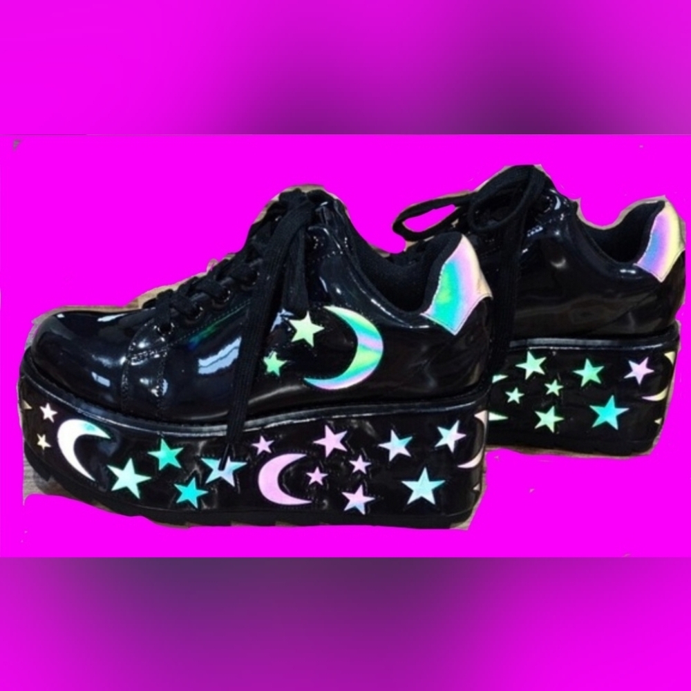 Holographic Black Platform Sneakers